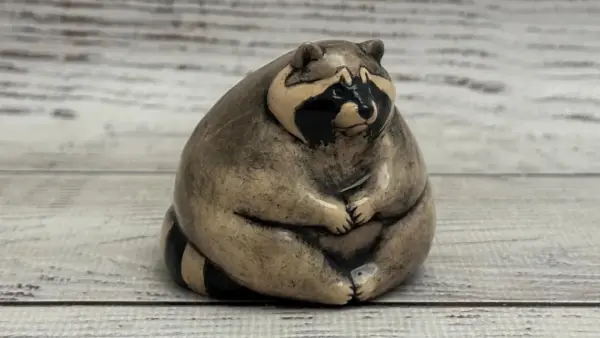 Ceramic Figurine Raccoon 2.36" Collectable Ceramic Sculpture One Of Kind Home & Garden Decor Gift for Her Real Artwork Vladimir Butcanov - Image 3