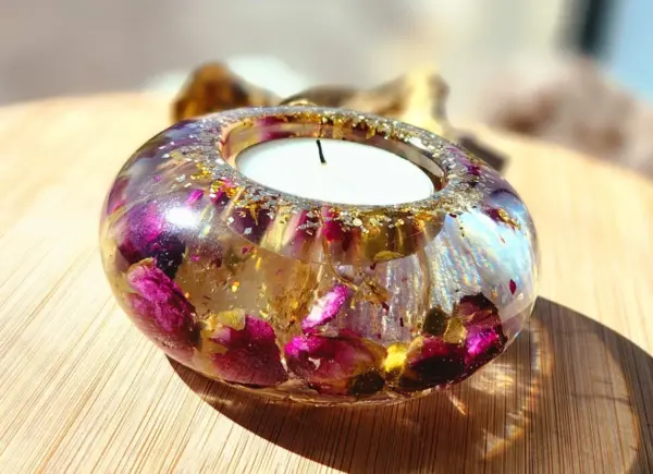 Tealight Holder | Resin Candle Holder | Unique Candle Holder | Home Decor | Wedding Gift |Handmade Gifts | Resin Art | Dried Flower Tealight - Image 2