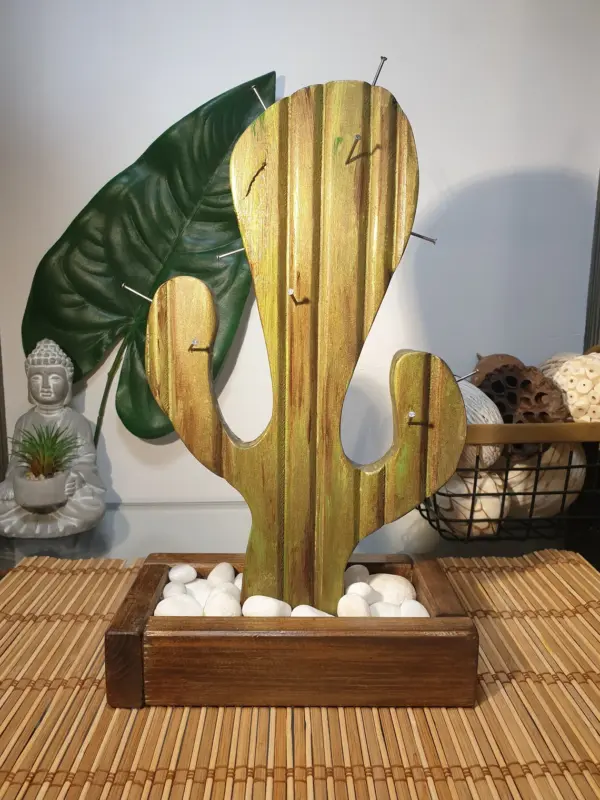 Handmade wooden green cactus - Image 3