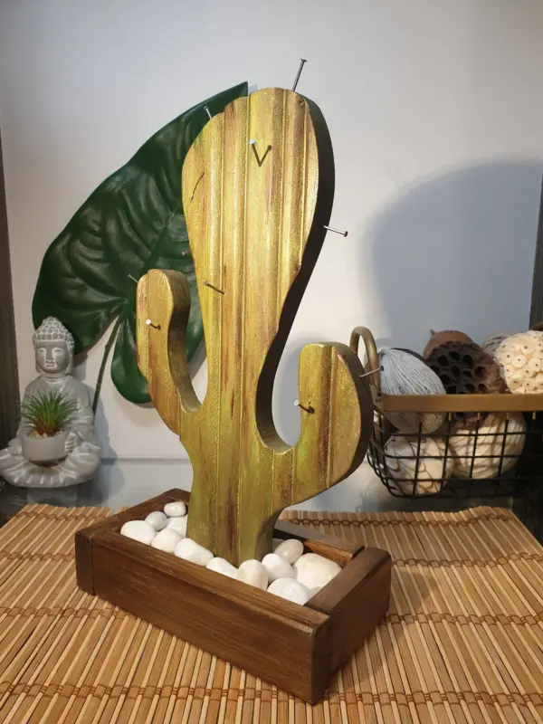 Handmade wooden green cactus - Image 2